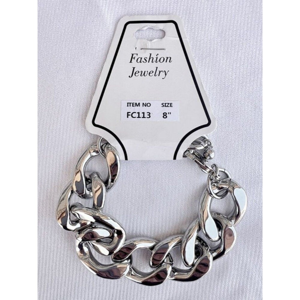 Silver Chunky Link Bracelet - 8"